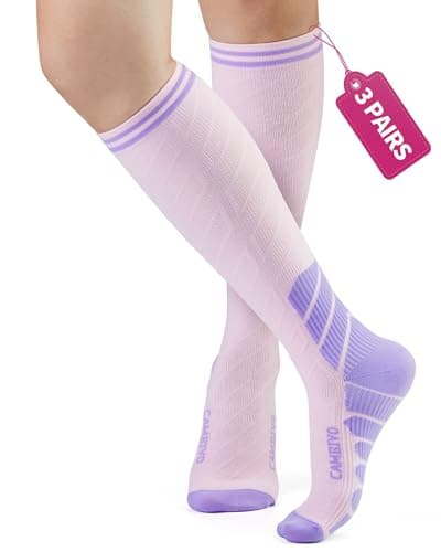 CAMBIVO Compression Socks 3 Pairs for Men & Women, 20-30 mmHg Flight Socks