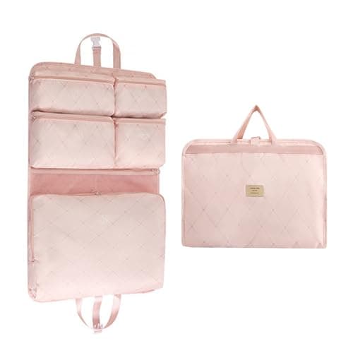 7-in-1 Travel Storage Bag, Foldable Hanging Packing Cube with Compartments for Clothes, Pink (Pink)