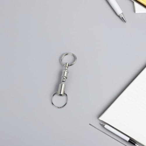 Detachable Quick Release Keyring with Double Spring, Iron Alloy Silver — view 5