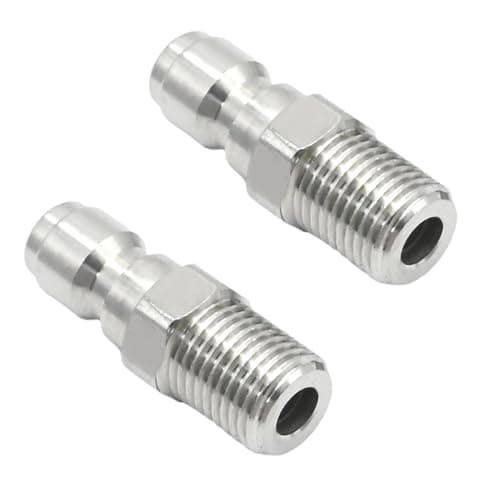Hoypeyfiy 2Pcs 1/4 Inch BSP Male Pressure Washer Adapter 1/4 Inch BSP Male Thread Fitting Quick Connect Socket Plug Stainless Steel Coupler for Pressure Washer Outlet Spray Lance 5000 PSI — view 4