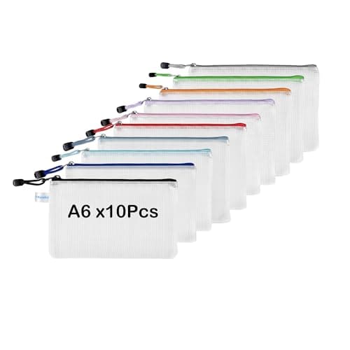 10 Pack A6 Mesh Zipper Wallets, TRANBO Small Zip-Lock Pouches for School Home & Office File Folder, Travel Document Storage, Luggage Items Organizer - 19 × 11.5 cm