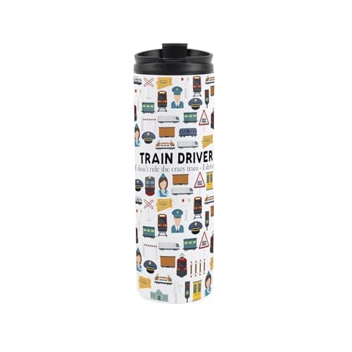 Train Driver Travel Mug - Novelty Train Operator Gift - Reusable Stainless Steel Vacuum-Sealed Double-Walled Hot/Cold Drinks Travel Flask 500ml (16 fl oz)