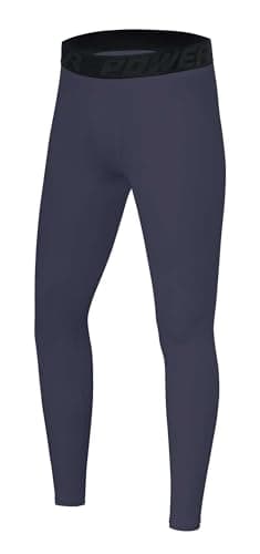 PowerLayer Men's Running Workout Thermal Compression Base Layer Leggings Tights - Graphite, M