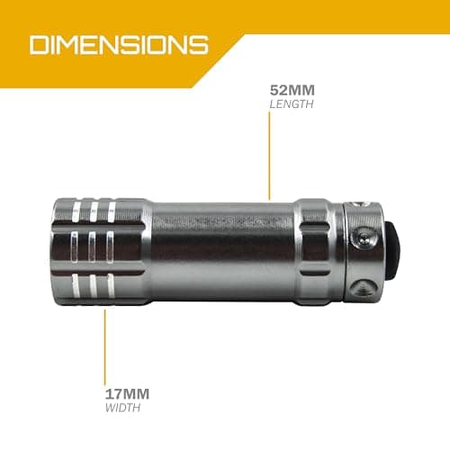 Uni-Com Keyring Torch with Carabiner Clip – Compact LED Keychain Flashlight, Aluminium Housing, Long-Life Batteries Included for Keys, Handbags, Backpacks, Belt Loops, Silver — view 2