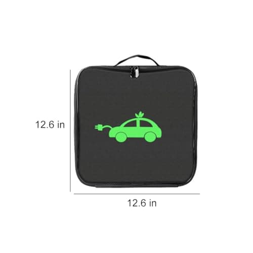 Kiuiom Large Capacity Car Hose Storage Bag,Ev Charging Cable Bag,Waterproof Portable Ev Cable Storage Bag,Ev Charger Organiser with Carry Handle Zip,for Caravan,Campervan,Square,Black — view 2