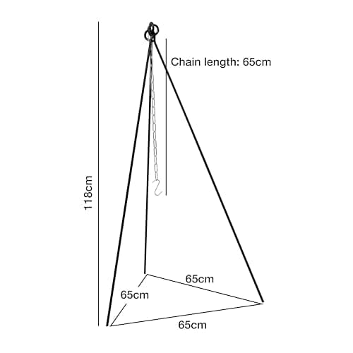 Andes Dutch Oven Steel Tripod with Hanging Chain & Hook, Outdoor, Portable Camping/Travel Cookware — view 3