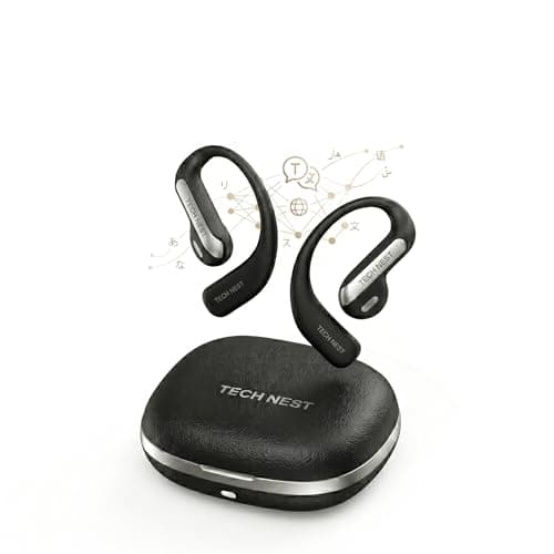 Tech Nest AI Translation Earbuds Real Time, 159 Languages Translator Earbuds for iPhone & Android, Audifonos Traductores Inglés Español, 3-in-1 Bluetooth Headphones for Travel, Business (Black)