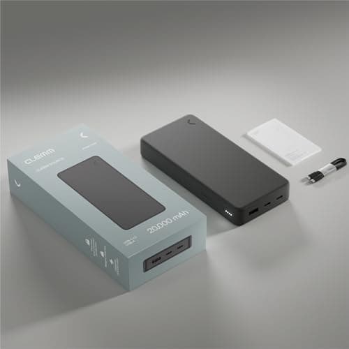 CLEMM Portable Charger 20000mAh, Power Bank for iPhone, Samsung, iPad & Laptops, 3 Ports (USB-A + 2× USB-C), Quick Charge & Power Delivery, Up to 4 Phone Charges, TSA Approved, Graphite — view 6