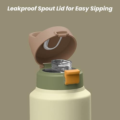 SimplyLivin Water Bottle 750ml with Bottom Compartment | Insulated Stainless Steel Flask | 24H Cold 12H Hot | Leakproof | Secret Storage for Protein Powder, Keys, Valuables | Gym, Travel | Cream Beige — view 6