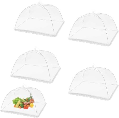Collapsible Mesh Food Covers, Reusable and Collapsible Outdoor Food Cover for Outdoor Camping Picnics Parties BBQ to Keep Out Flies Bugs Mosquitoes (4 Pack)