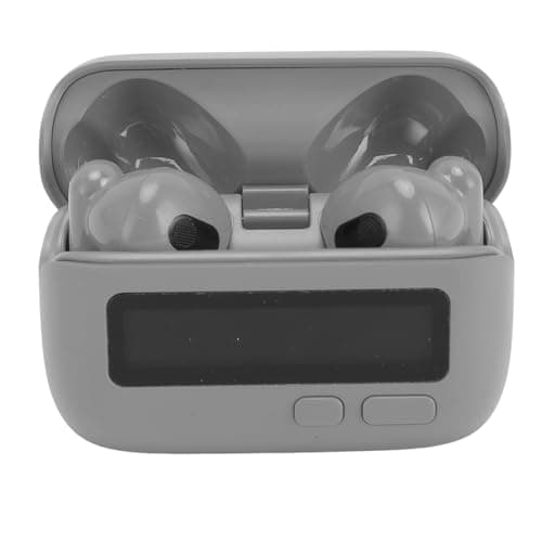 AMONIDA Bluetooth 5.2 Wireless Earbuds with Noise Cancelling and Retro Display for Fitness and Gaming - Ergonomic and Portable (Gray) — view 4