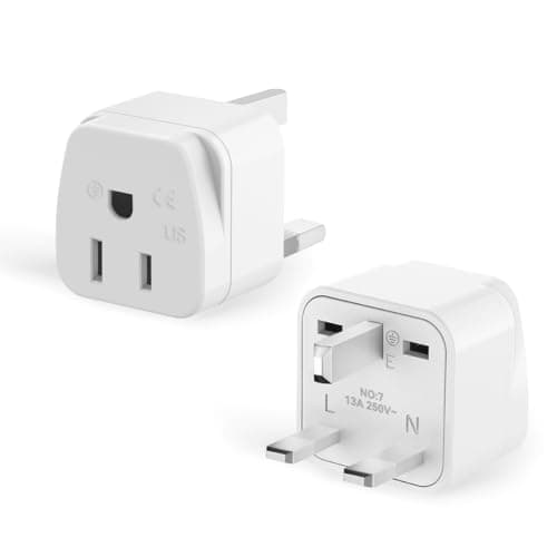 2-Pack US to UK Plug Adapter,SHUOMAO 2/3 Pin USA to 3 Pin UK Plug Adaptor