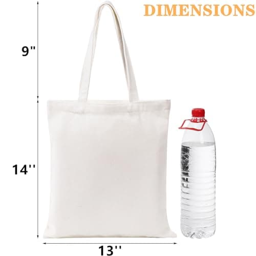 DEAYOU 12 Pack Canvas Tote Bag, 13" x 14" Sublimation Blank Cotton Cloth Bags, White Reusable Grocery Bags with Handles for Shopping, DIY Crafting, Heat Transfer, Beach, Gift, Activity(33×36 cm — view 4