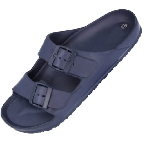 Yinka Shoes Mens Double Buckle EVA Sandals Navy UK 9 — view 2
