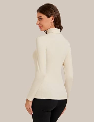 Harlamvar Womens Thermal Tops Turtle Neck Stretch Soft Warm Breathable Top — view 3