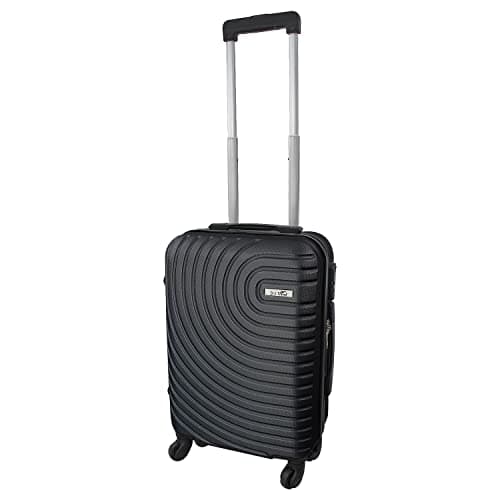 Daniel James Cabin Suitcase - 18” or 20” Lightweight Carry On Hand Luggage with 4 Spinner Wheels - Airline Approved Hard Shell ABS Trolley Case Bag with Combination Lock (Black, 18-INCH)
