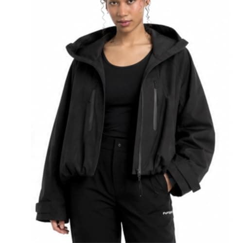 PUFFIT Womens Rain Jacket Waterproof 20000mm, Rain Coats for Women with Hood, Lightweight Waterproof Rain Jacket — view 3