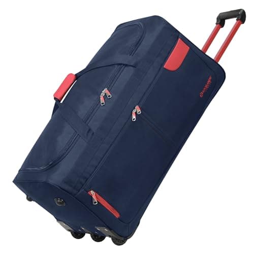 Rocklands® Lightweight Luggage Rolling Holdall Suitcase Wheeled Duffle Bag Cargo Sport Travel Bag RL501 (Navy/Red, Medium - 28" (H74 x L37 x W36 cm))