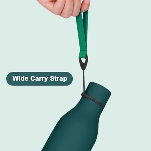 flintronic 550ml Water Bottles with Strap,Double Wall Vacuum Insulated Water Bottles Keeps Drinks Cold 24 Hrs/Hot 12 Hrs|Leak Proof|BPA Free,Stainless Steel Water Bottles for Gym,Hiking-Forest Green — view 3