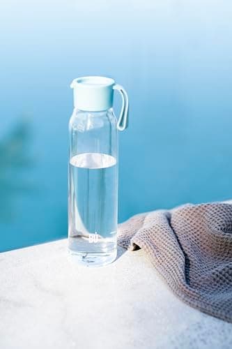 BU Products Glass Water Bottle, 700ml, Mint or Blush, Leak Proof, Antibacterial, BPA Free, Bamboo Charcoal Filter Compatible, for Travel and Everyday Use (Mint Green) — view 2