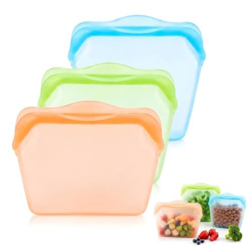 Kaaeiccr Everbag Silicone Food Storage Bags, Reusable Stand Up Bags