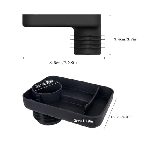Child Cup Holder with Snacks Holder for Convertible Car Seats, 360° Convertible Cup Holders, Stroller Cup Holder with Snack Pod, Travel Snacks Food Plate Fits Most Car Seats Sofa, Black — view 5