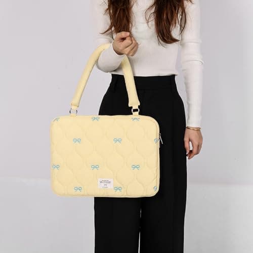 15Inch Nylon Pleated Cute Laptop Bag Large Shoulder Bag for (Yellow) (style8) — view 6