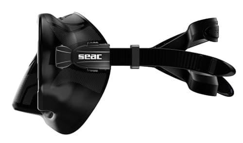 SEAC Pura – Frameless Single-Lens Silicone Diving Mask | Antifog Low Volume Mask for Diving and Snorkeling with 3D Buckle, Black — view 4