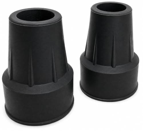 Quantum Leap 22mm Walking Stick Ferrules & Crutch Rubber Tips, Black, Pack of 2