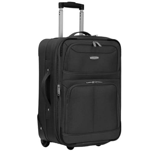 ARIANA Cabin Suitcase Lightweight Carry On Luggage Trolley Travel Bag 10Kg Hand Luggage 2 Wheels - 55x38x23cm (Black, 21" Small (Cabin Size))
