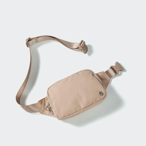 Pander Belt Bag Large 2L, Nylon Fanny Pack Purse for Women and Men with Adjustable Strap, Raw Linen, L, Solid — view 2