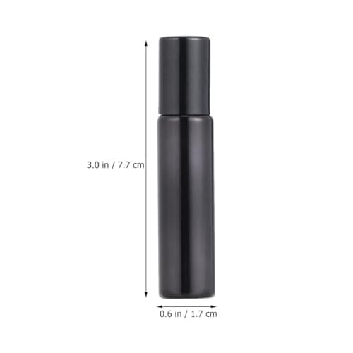HOMOCONO Glass Roller Ball Bottles 6pcs with Stainless Steel Roller 10ml Black Refillable Travel Size Containers for Aromatherapy Essential Oil and Eye Cream for Home and Travel Use — view 2