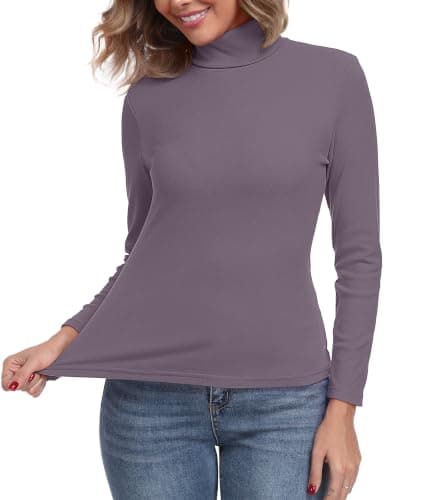 IWOLLENCE Turtleneck Women Thermal Tops Polo Neck Jumpers (Purple, S) — view 5