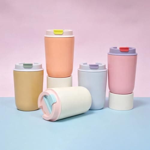 Mini Insulated Cup 400ml Stainless Steel Vacuum Travel Mug Leak-Proof Flip-top Lid Portable Hot Cold Drink Container Compact Reusable Flask for Office Car Travel [Object Object] [Object Object] — view 2
