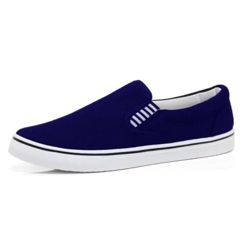 Mens Canvas Shoes Slip On Boat Deck Yachting Summer Plimsoll Casual Pumps Trainers (Navy Blu, 9, UK Footwear Size System, Adult, Men, Numeric, Medium, 9)