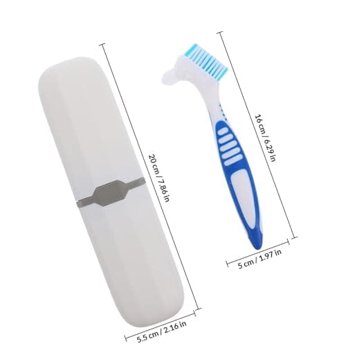 Portable Denture Brush Set with Storage Box Blue Pp Soft Bristles — view 2