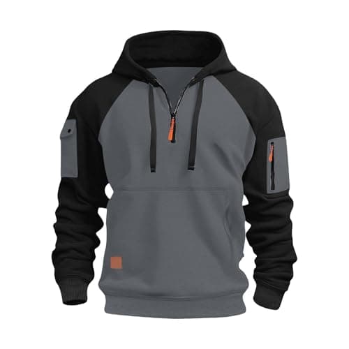 Mens Hoodies Half Zip Pullover Work Jumpers Military Tactical Sweatshirts