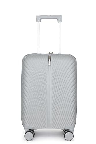 Fly Kite Luggage Carry On Cabin Suitcase 50 x 33 x 19 cm, 18 inch - 100% Polypropylene Hard Shell Aluminium Trolley Handle Real TSA Secure Lock 3 Digit 360° Smooth Detachable Wheels Light Grey