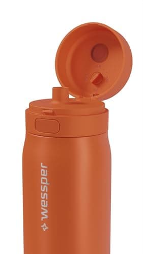 Wessper Steel Water Bottle with Water Filter 700 ml,BPA-free, Thermos Flask with Disc Water Filter, Drinking Bottle Ideal for Sports, Cycling, Fitness- Orange — view 2