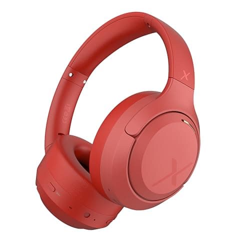 Riwbox Hybrid Active Noise Cancelling Headphones,Wireless Over Ear Bluetooth Headset,60H Playtime,Hi-Res Audio, Foldable,Bluetooth V5.4,Comfort&Immersion for Work,Commuting (Red)