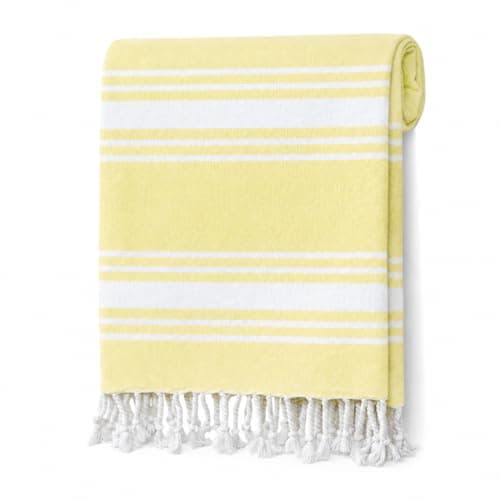 Adore Cotton Rich Hammam Beach Towel 90 x 170cm - Yellow Stripe