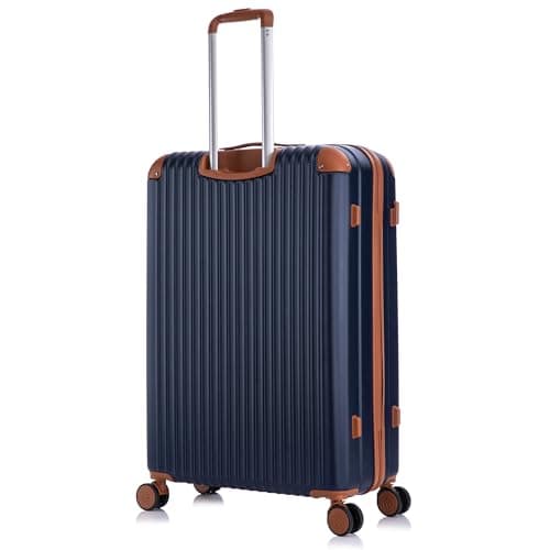 Rocklands London Suitcase Large 28 Inch Hard Shell Lightweight Checked Luggage with 360° Rubber Spinner Wheels Durable Travel Case Telescopic Handle, TSA Lock, Navy — view 2