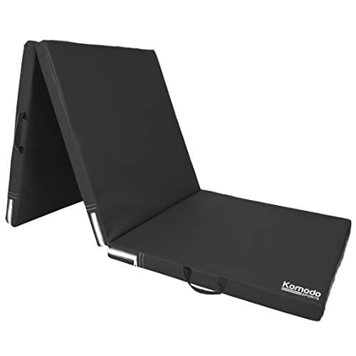 Komodo Tri Folding Yoga Mat 6ft Padded Pilates Floor (Black)