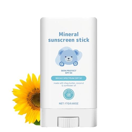 Kids Sun Cream Stick SPF 50+ - Mineral Sunscreen for Face & Body - UVA/UVB Broad Spectrum Protection - Water-Resistant & Fragrance-Free - Mess-Free Travel Size Suncream Stick for Children - 17g