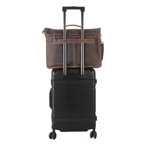 Leather briefcase 18 inch laptop messenger bag for men and women best satchel office bag by KPL — view 3