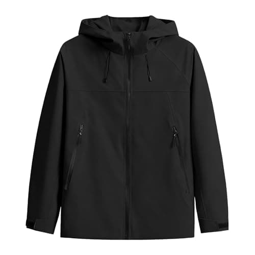 Anbiryeik Waterproof Jackets Mens Windproof Hooded Raincoat Lightweight Packable Softshell Jacket Fast Dry Breathable Summer Windbreaker Pullover Top for Running Cycling Climbing Walking Black M — view 3