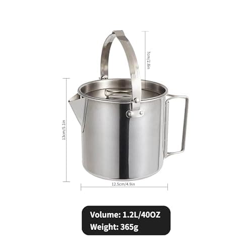 1.2L Camping Pot Stainless Steel Tea Kettle Outdoor Water Boiler — view 4