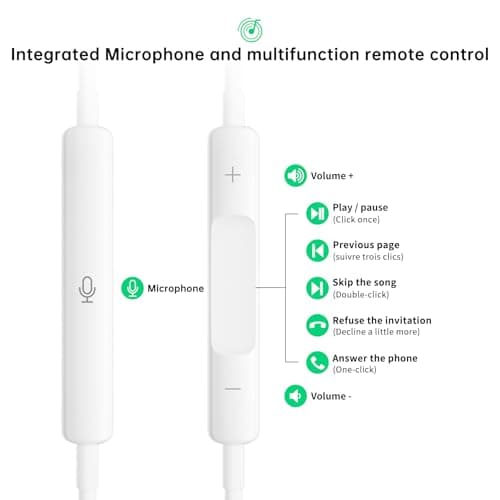 JYmusic Earphones，In-Ear Headphones 3.5mm Jack Wired Earbuds Noise Isolating Headset With Microphone Lightweight Wired with iPhone iPadPro Samsung Huawei Android MP3 Tablets Laptops and More device — view 4