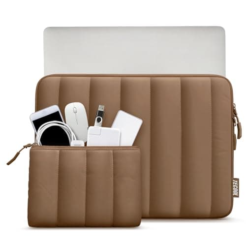 TECOOL Puffy 13 13.3 Inch Laptop Sleeve Macbook Neo Air Case,Brown — view 2