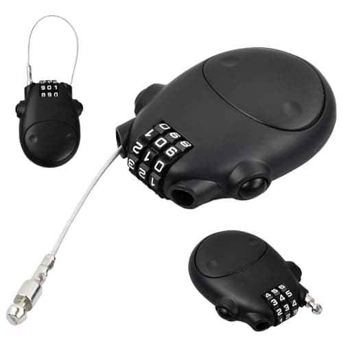 3 Digit Cable Combination Lock,50x70mm Luggage Locks with 75cm Retractable Cable,Black Mini Wire Combination Lock Padlocks,Security Password Lock for Bike Helmet Travel Suitcase Toolbox Lockers